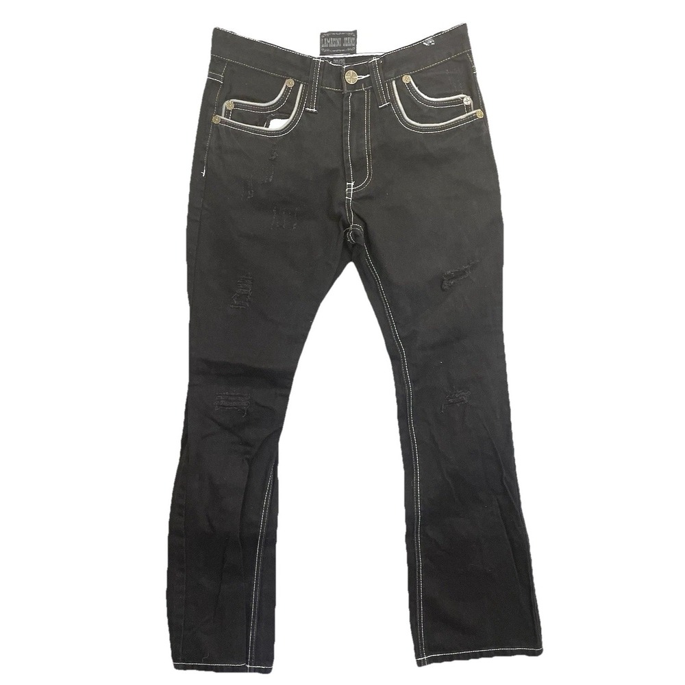 VTG Y2K 90's LAMASINI Jeans Men's Black And White Stitching 30x30